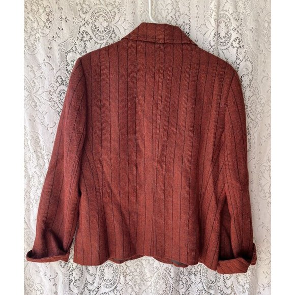 Harve Bernard Womens Size 14 100% Wool Blazer Jacket‎ Striped Pockets - Picture 6 of 6